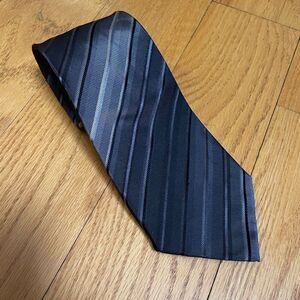 Alfani Striped Tie Grey Gray 100% Silk Men's Business Career Work Wedding Party